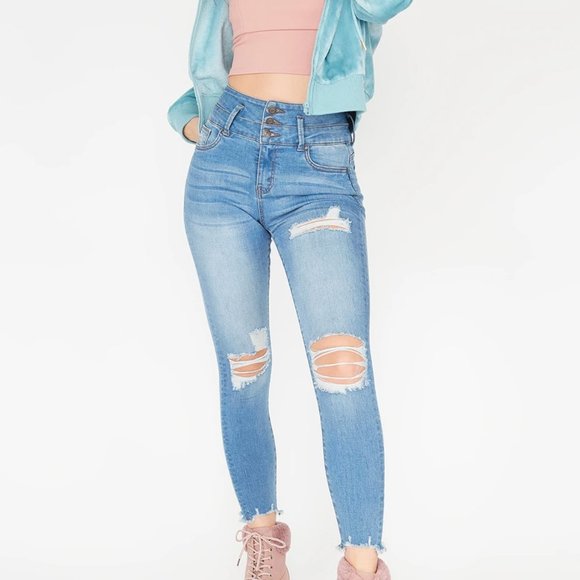 BNWT IBIZA Fit Jeans Denim Butt lifting Push Up Hi Waist Ultra Rise Skin… - Picture 1 of 12